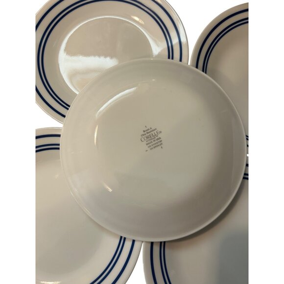10 Vintage Corelle Classic Cafe Blue Stripe Dinner salad Plates Nostalgic Dinner - Picture 6 of 6